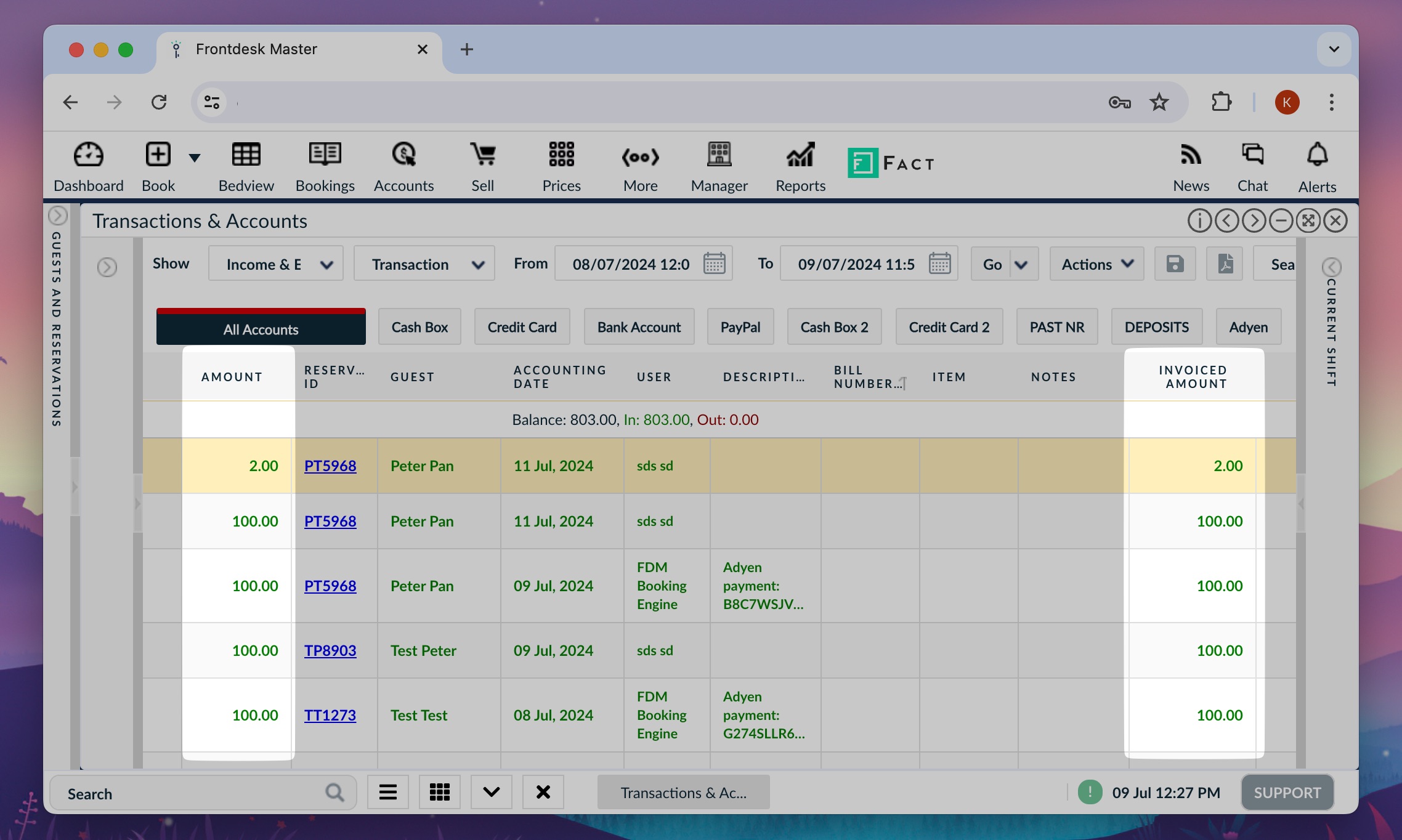 Invoived column in accounts